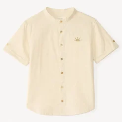 Chemise manches courtes col mao broderie soleil pour garçon
