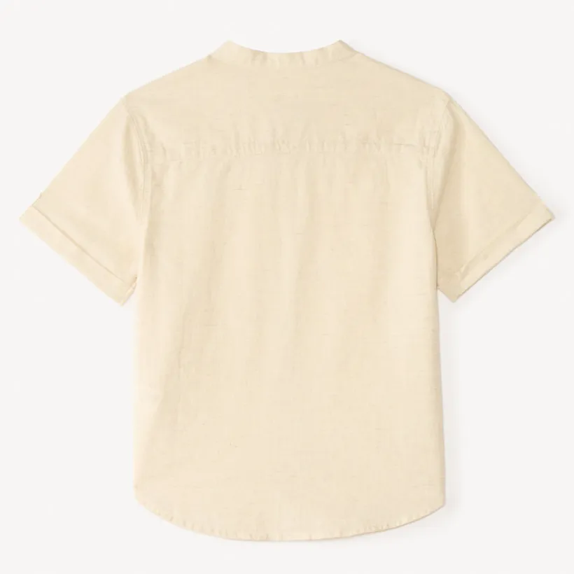 Chemise manches courtes col mao broderie soleil pour garçon