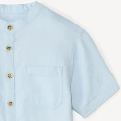 Chemise manches courtes col mao en toile pour garçon