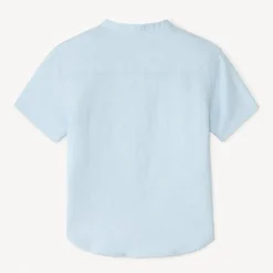Chemise manches courtes col mao en toile pour garçon