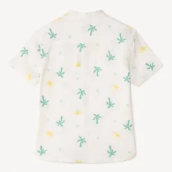 Chemise manches courtes col mao imprimé palmiers pour garçon