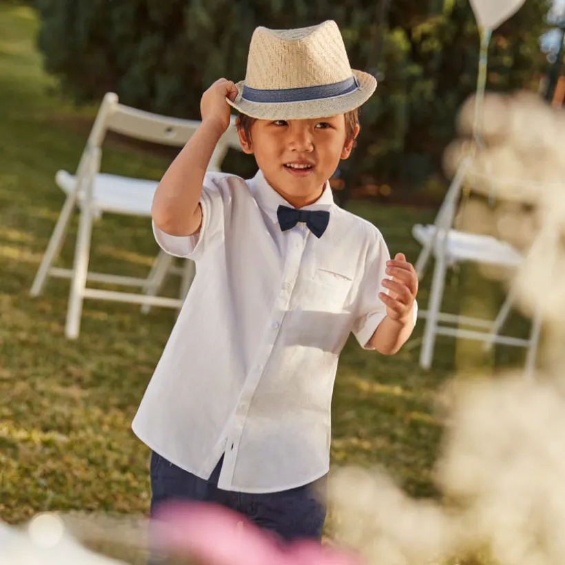 Chemise manches courtes de cérémonie + nœud papillon pour garçon