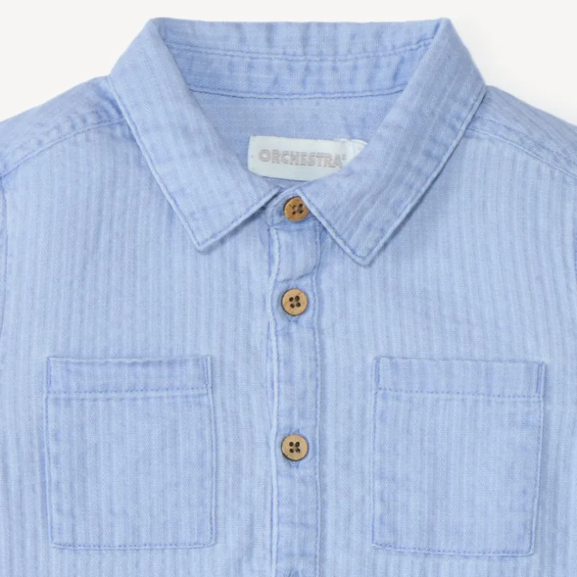 Chemise manches courtes en toile texturée pour garçon