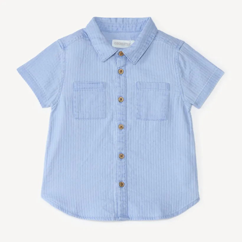 Chemise manches courtes en toile texturée pour garçon
