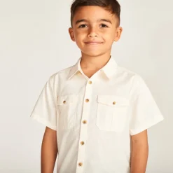 Chemise manches courtes en toile unie pour garçon