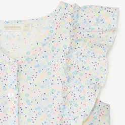 Chemise manches courtes à gros volant imprimé fleuri pour fille