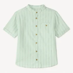 Chemise manches courtes rayée col mao pour garçon