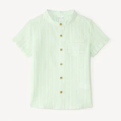 Chemise manches courtes à rayures et col mao pour bébé garçon