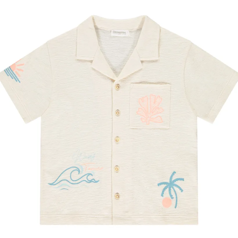 Chemise manches courtes uni avec broderie pour garçon