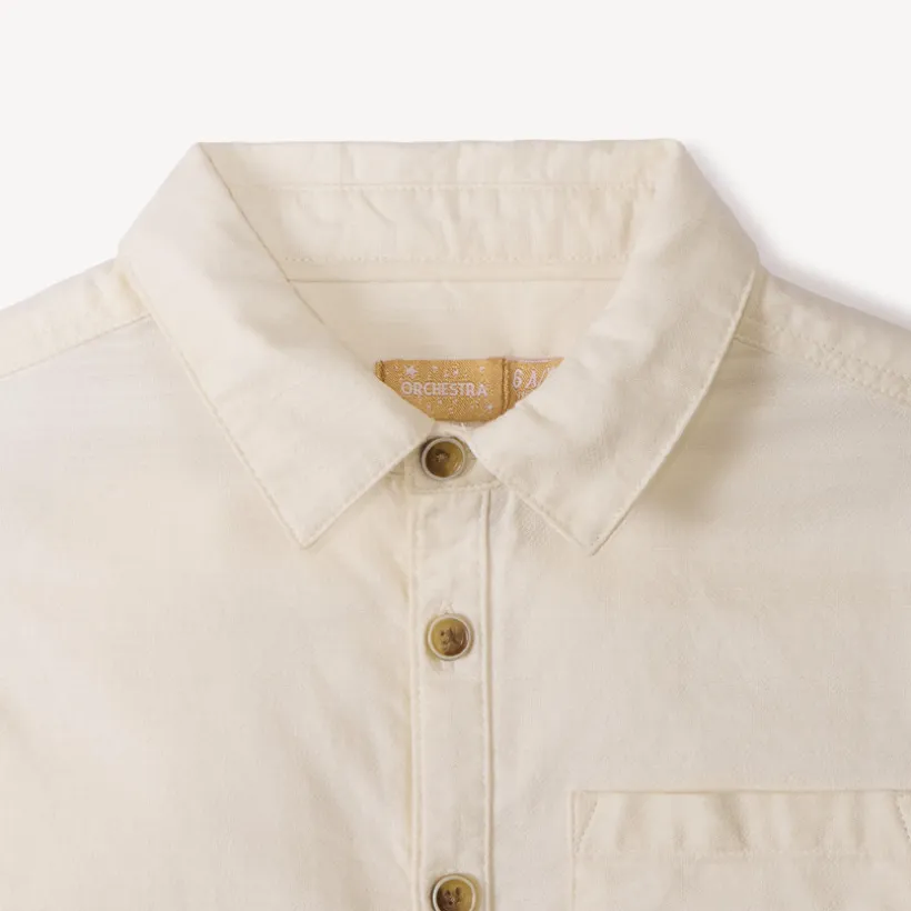 Chemise manches courtes uni avec nœud amovible pour garçon