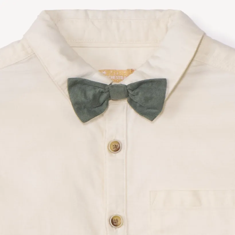 Chemise manches courtes uni avec nœud amovible pour garçon