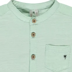 Chemise manches courtes uni à col mao pour bébé garçon