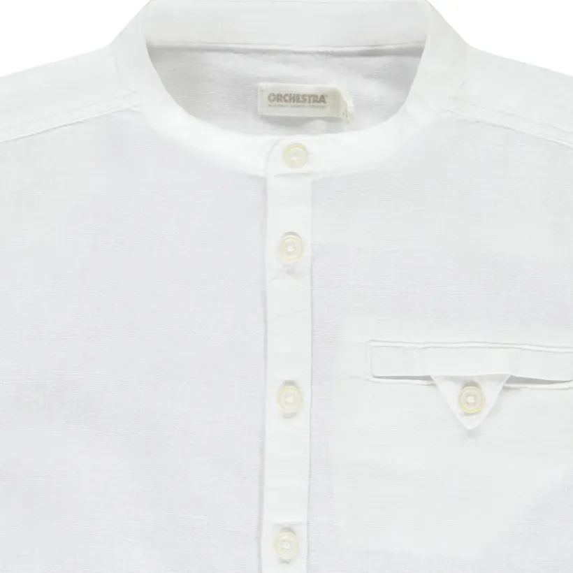 Chemise manches courtes uni à col mao