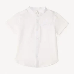 Chemise manches courtes unie à col mao pour bébé garçon