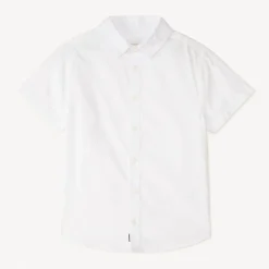Chemise à manches courtes unie en popeline pour garçon
