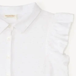 Chemise à manches courtes volantées nouée à la taille pour fille