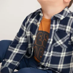 Chemise manches longues bébé garçon en flanelle à carreaux