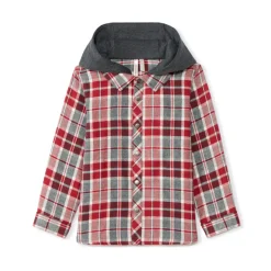 Chemise manches longues à carreaux et capuche pour bébé garçon