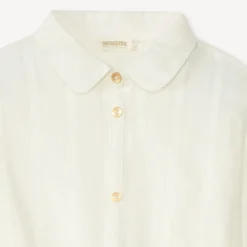Chemise manches longues en toile unie pour fille