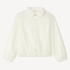 Chemise manches longues en toile unie pour fille