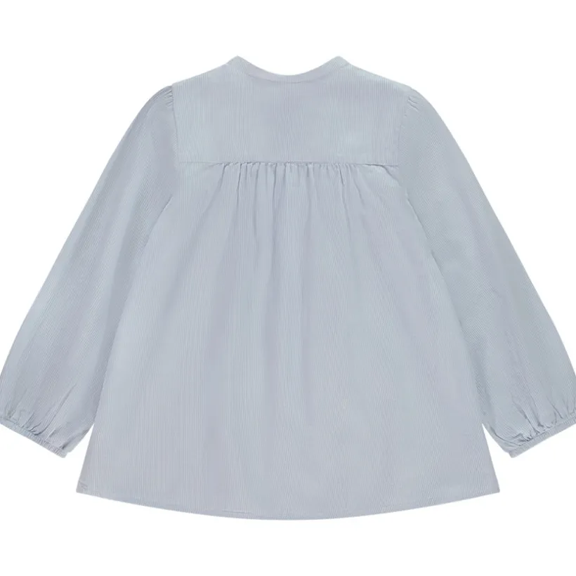 Chemise manches longues en toile avec empiècement volanté pour fille