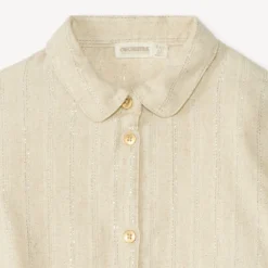 Chemise manches longues en toile à rayures argentées pour fille