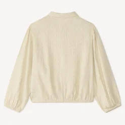 Chemise manches longues en toile à rayures argentées pour fille