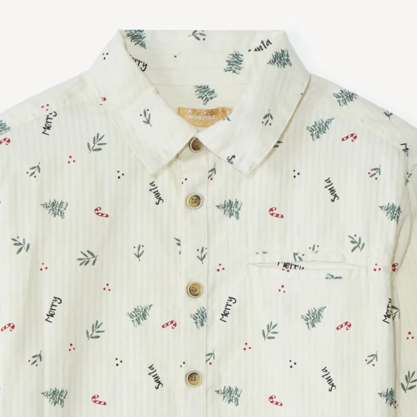 Chemise manches longues imprimé Noël pour garçon