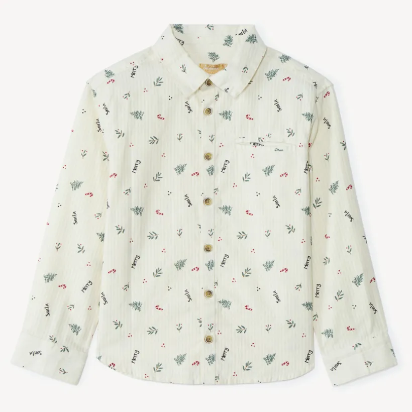 Chemise manches longues imprimé Noël pour garçon