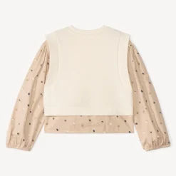 Chemise manches longues à pois effet 2 en 1 pour fille