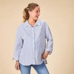 Chemise manches longues rayée pour femme