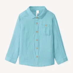 Chemise manches longues uni en double gaze pour bébé garçon