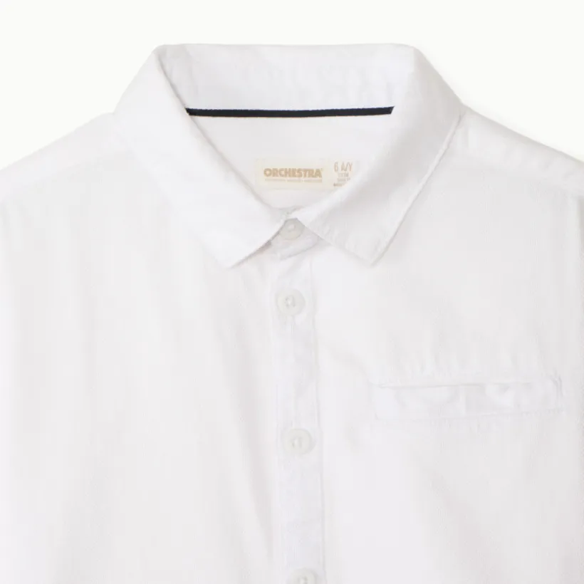 Chemise manches longues unie à cravate pour garçon