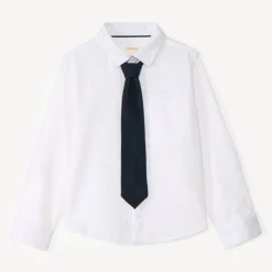 Chemise manches longues unie à cravate pour garçon