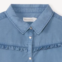 Chemise manches longues à volant pour fille