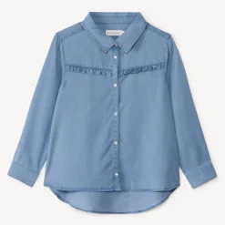 Chemise manches longues à volant pour fille