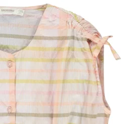 Chemise sans manches à carreaux avec liens pour fille