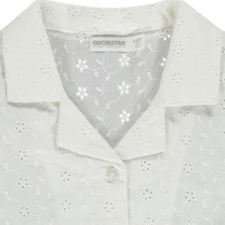 Chemisier manches courtes en broderie anglaise pour fille