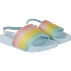 Claquettes arc-en-ciel pailletées pour fille avec lanière selon la pointure