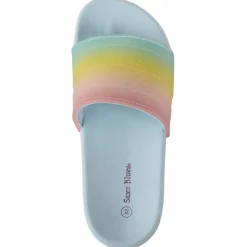 Claquettes arc-en-ciel pailletées pour fille avec lanière selon la pointure