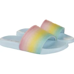Claquettes arc-en-ciel pailletées pour fille avec lanière selon la pointure