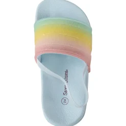 Claquettes arc-en-ciel pailletées pour fille avec lanière selon la pointure