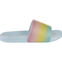 Claquettes arc-en-ciel pailletées pour fille avec lanière selon la pointure
