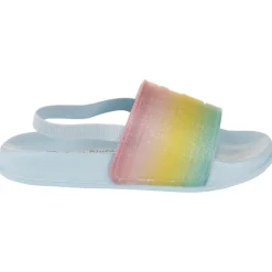 Claquettes arc-en-ciel pailletées pour fille avec lanière selon la pointure