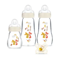 Coffret de 3 biberons en verre + 1 sucette anatomique