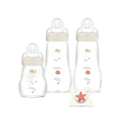 Coffret de 3 biberons en verre + 1 sucette anatomique
