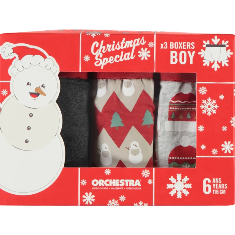 Coffret de 3 boxers de Noël motifs fantaisie pour garçon