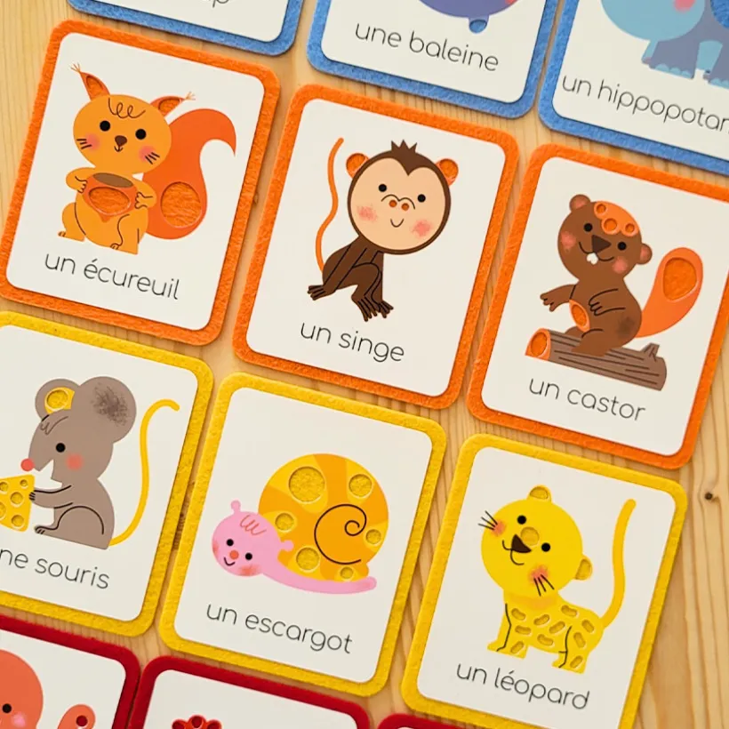 Coffret de 12 cartes-imagiers à toucher sur les animaux