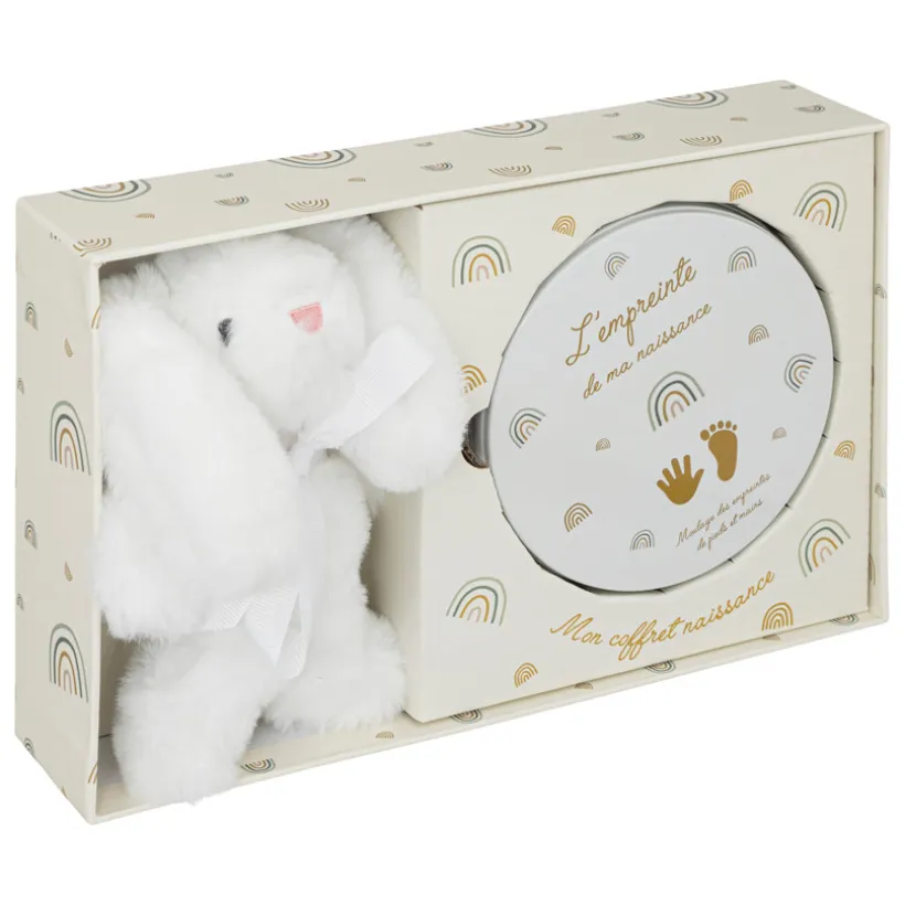 Coffret de naissance peluche + empreinte