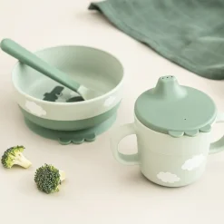 Coffret repas 3 pièces Foodie Happy Clouds vert